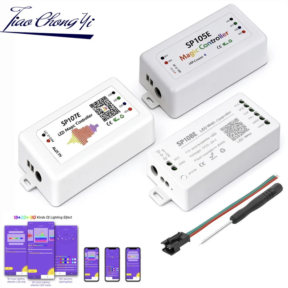 SP105E SP107E SP108E Led Controller Bluetooth/Music/WiFi Pixels Controller WS2811 WS2812B SK6812 RGB/RGBW APA102 WS2801 DC5-24V