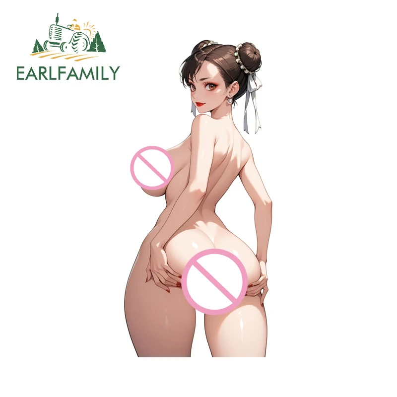 EARLFAMILY Chunli عارية بعقب دعم اكسسوارات السيارات Waifu Loli Bottocks ملصقات ويندوز Campervan ملصق مائي مقاوم للماء علبة السيارة #1