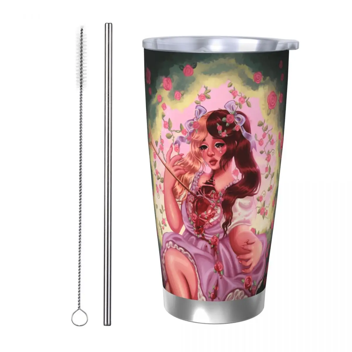 Melanie Martinez Insulated Tumbler with Straws Crybaby Music Stainless Steel Thermal Mug Office Home Car Bottle Cups, 20oz