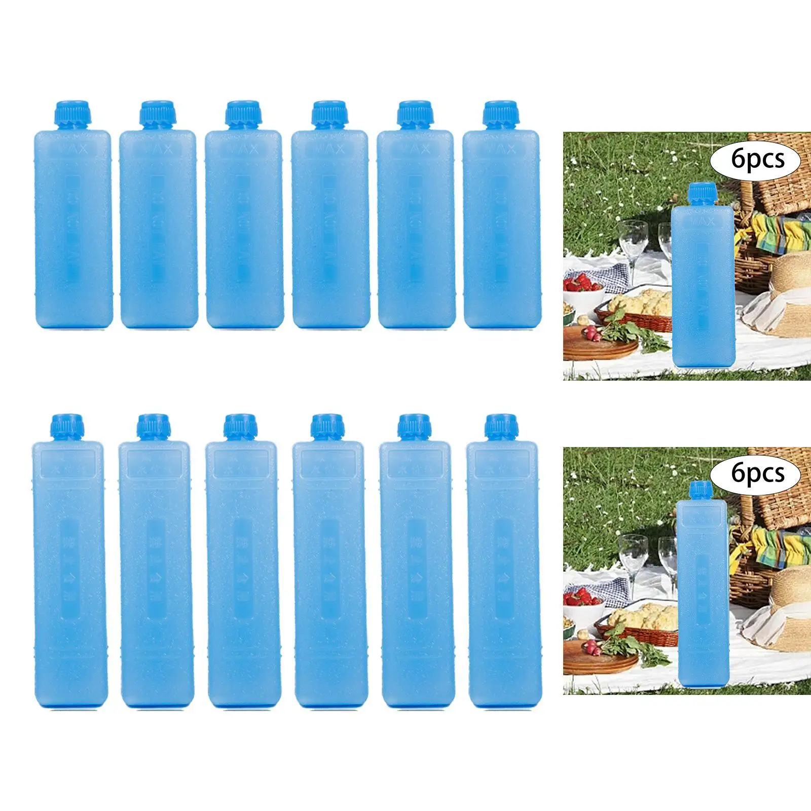 6x Ice Blocks that Simply Stays Frozen for Travel Cool Box Ice Brick Packs for Home Family BBQ Picnic Air Conditioner Fan