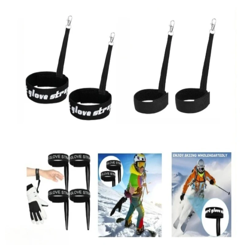 

Sports Ski Gloves, Safety Strap Skiing and Snowboarding Gloves, with Elastic Wristbands and Buckles, Adjustable Glove Cords