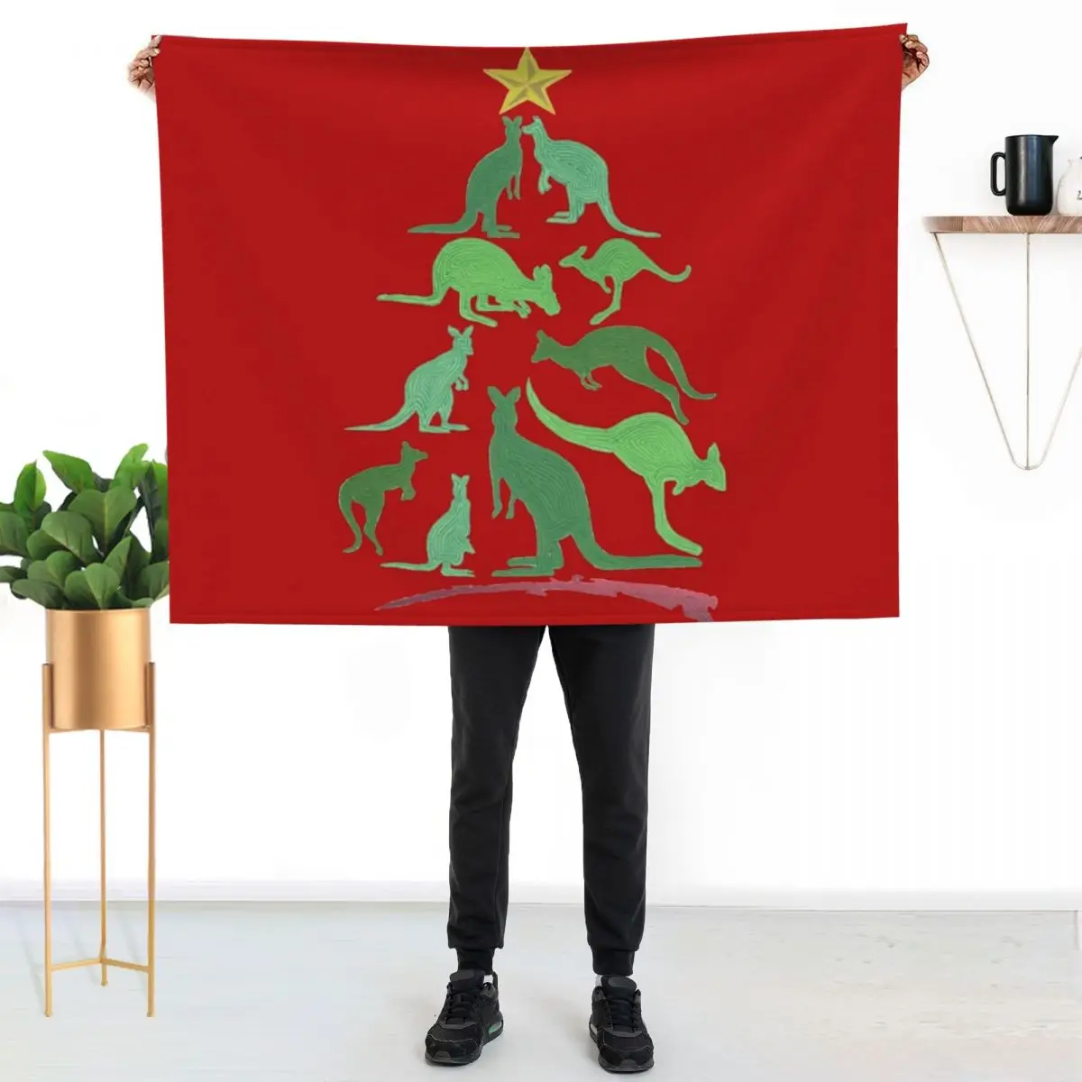 Kangaroo Christmas Throw Blanket Bed linens blankets ands Luxury St Quilt Warm Travel Blankets