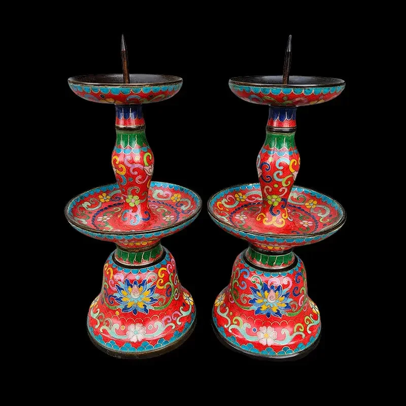 Brass candle holder, enamel color bronze ware, handicrafts, ornaments, household goods, wax table