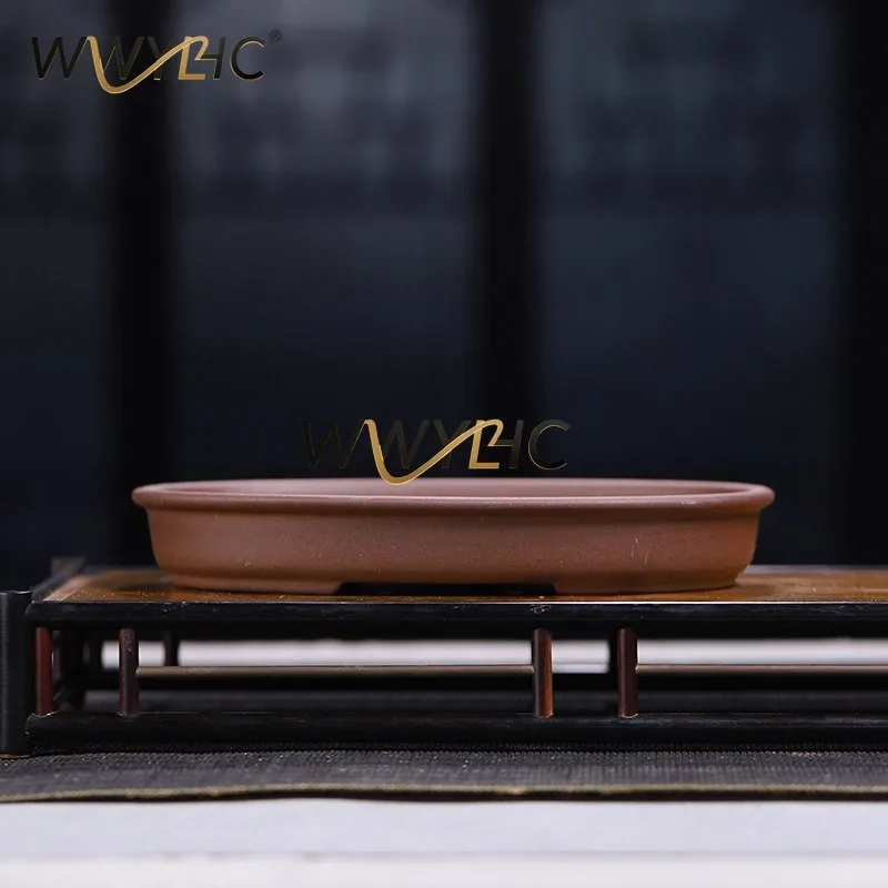 Suitable for Bonsai Planting Maple Dwarf Ligustrum Carpinus Potted Plants, Low Oval Unglazed Purple Clay Bonsai Pot ZSZ61