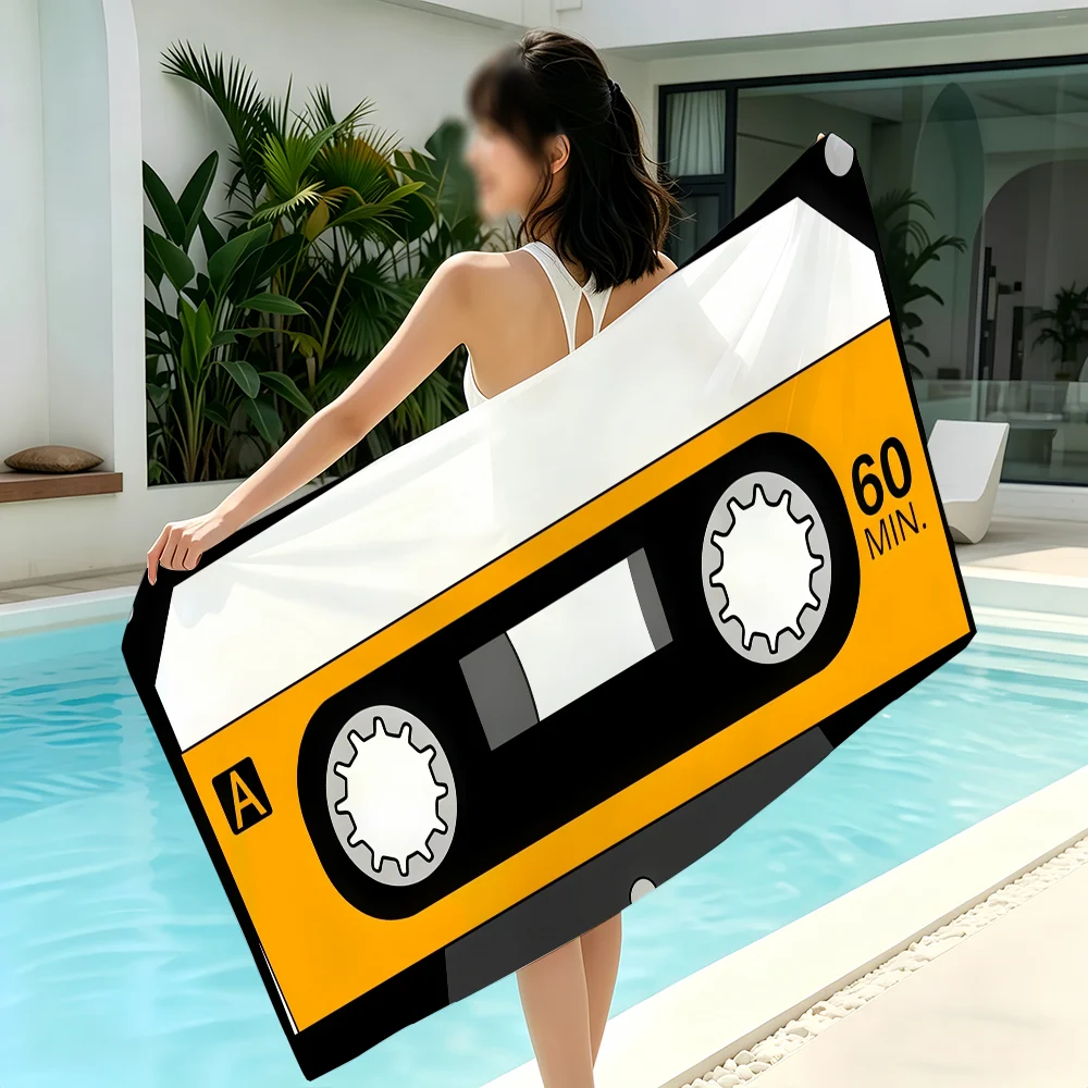 Travel Yoga Accessories - Vintage cassette muziekband handdoek strand yoga
