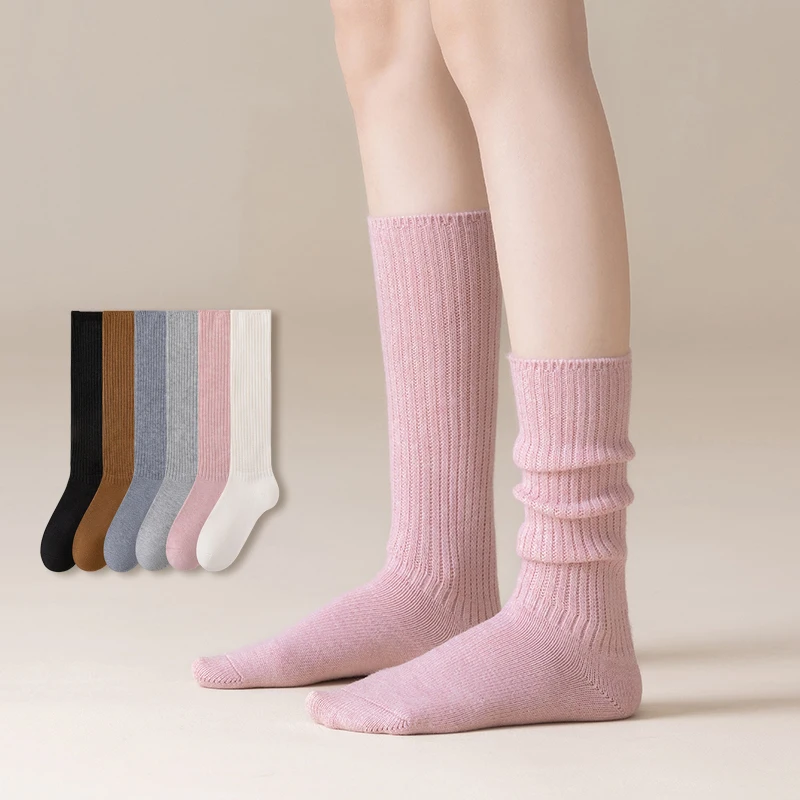 

Женские чулки, новые однотонные повседневные простые длинные однотонные носки для женщин, модные теплые толстые носки до колена, классические высокое качество