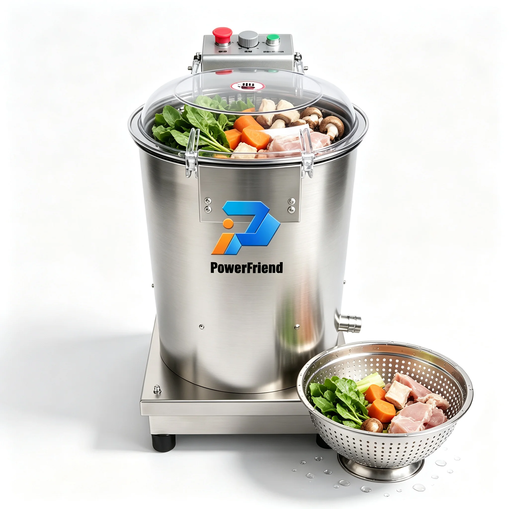 Industrial Vegetable And Fruit Cleaning Machine With Gear Motor Stainless Steel 20kg/h Capacity 380V/220V Powerfriend Brand