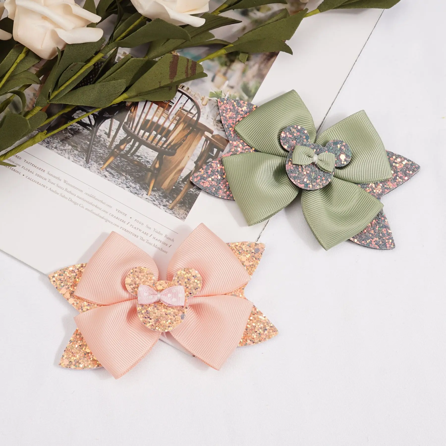 2 قطعة ديزني أنيمي ميني ماوس دبوس الشعر Kawaii ميكي الترتر القوس الأطفال أغطية الرأس الكرتون فتاة امرأة بوبي دبوس الاطفال الهدايا