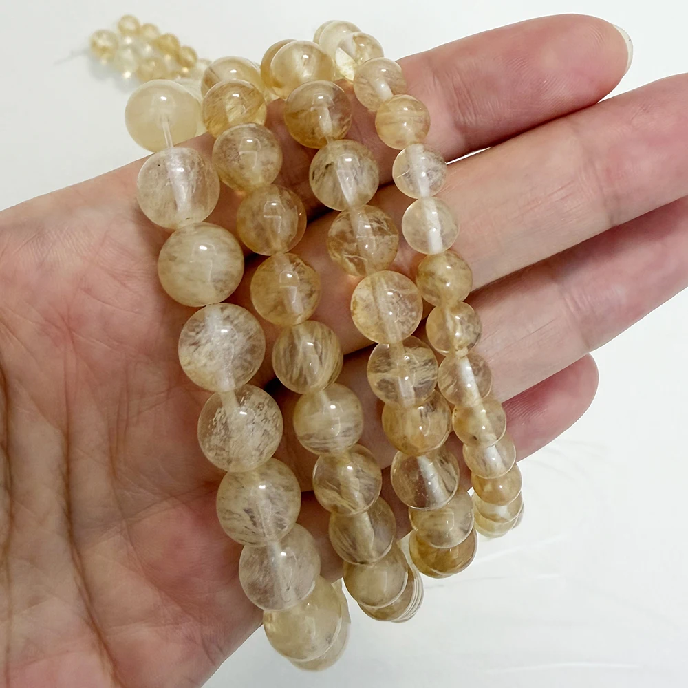 Natural Stone Smooth Citrine Quartz Loose Beads 15
