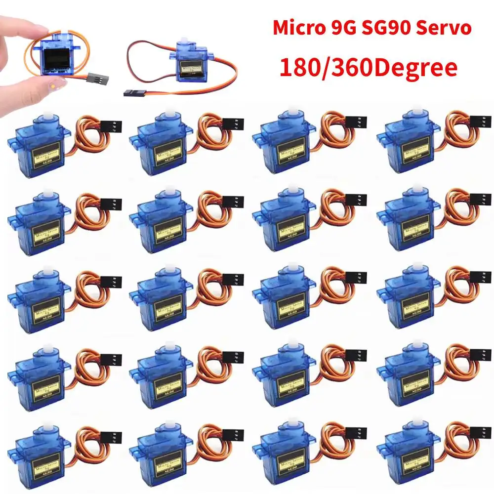 1-100pcs SG90 Servo Motor Micro 9G 180/360 Degree Mount SG90 Kit Without Metal Gear Pro RC Car Toy Airplane Arduino DIY