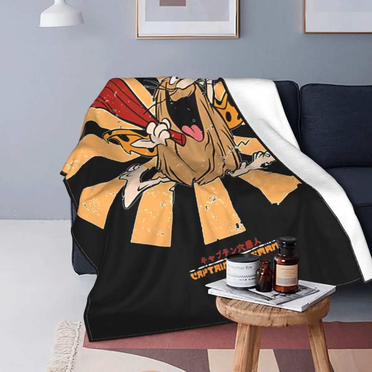 Captain Caveman Retro Japanese Flannel Throw Blanket Blanket for Sofa Travel Soft Bed Rug