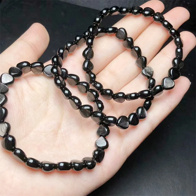 Natural Hypersthene Heart Bracelet Wholesale Design Stretch Polychrome Handmade Beads Healing Women Jewelry Gift 1pcs