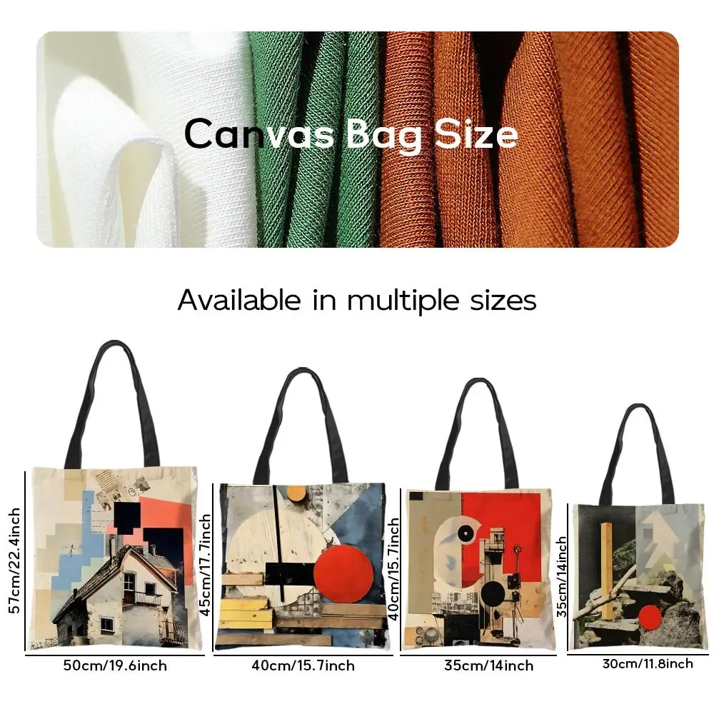 Storage Bags Shopping Bag Canvas Supermarket Shopping Bag Christmas Party Tote Bag K-Kurt Schwitters Collage Art