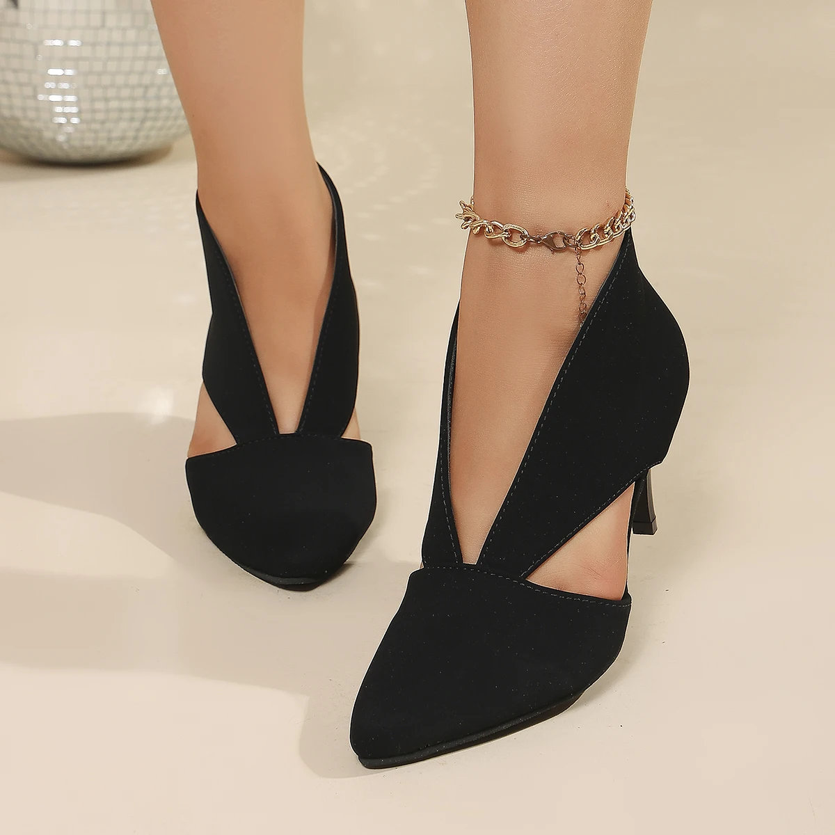 Sandalias de Tacón de Aguja con Punta en Pico, Color Negro Sólido, para Mujer, Elegantes, con Aberturas Laterales, Zapatos de Vestir, Botines para Oficina y Fiesta