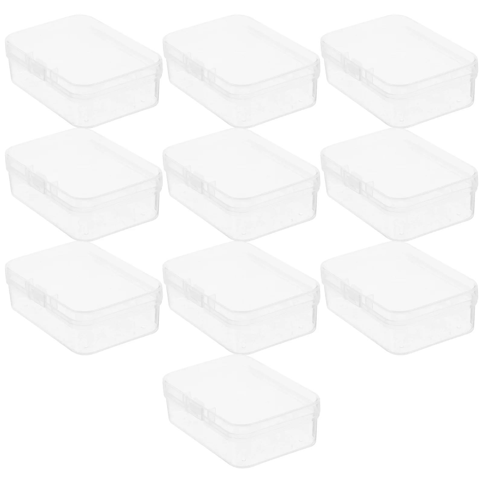 10 Pcs Highly Transparent Box Beads Storage Containers Flip Conjoined Mini Boxes Pp Clear Plastic