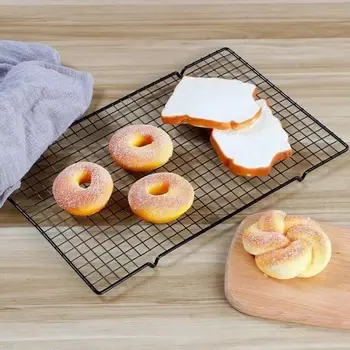 4Pcs Black Baking Cooling Rack Non-stick Mesh Hole BBQ Grill Net Inverted Cooling Rack Pastry Making Cake Cooler Drying Stand