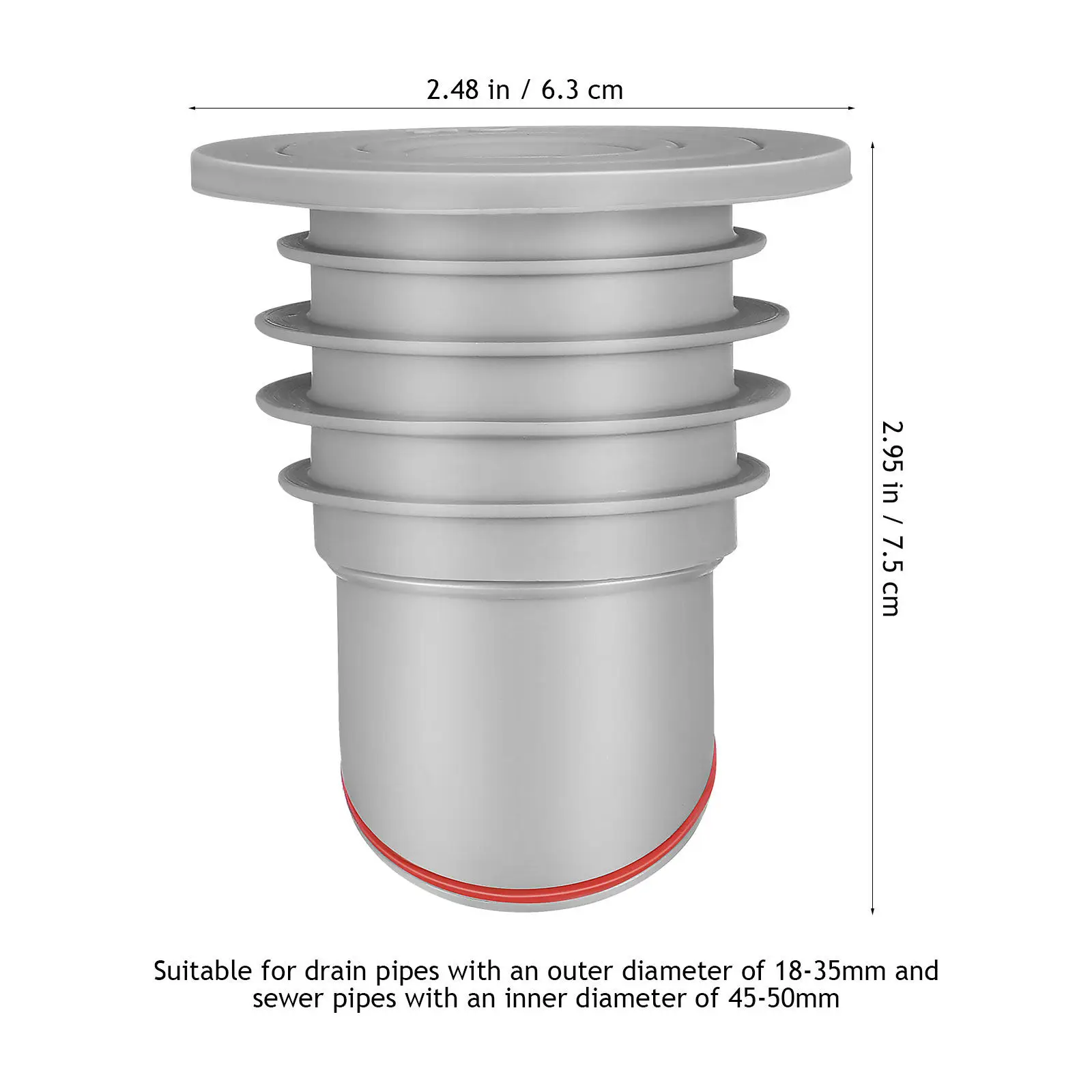 Silicone Drain Pipe Seal Plug Odor Proof Core Corrosion Resistant Backflow Preventer for Kitchen Bathroom Floor Drain Gray