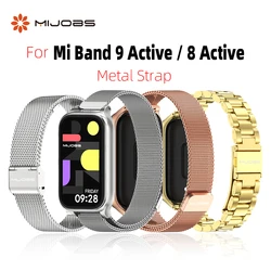 Strap For Mi Band 9 Active Bracelet Wristband for Xiaomi Band 8 Active Watchband Mi Band 8 Active Wrist Strap Stainless Steel