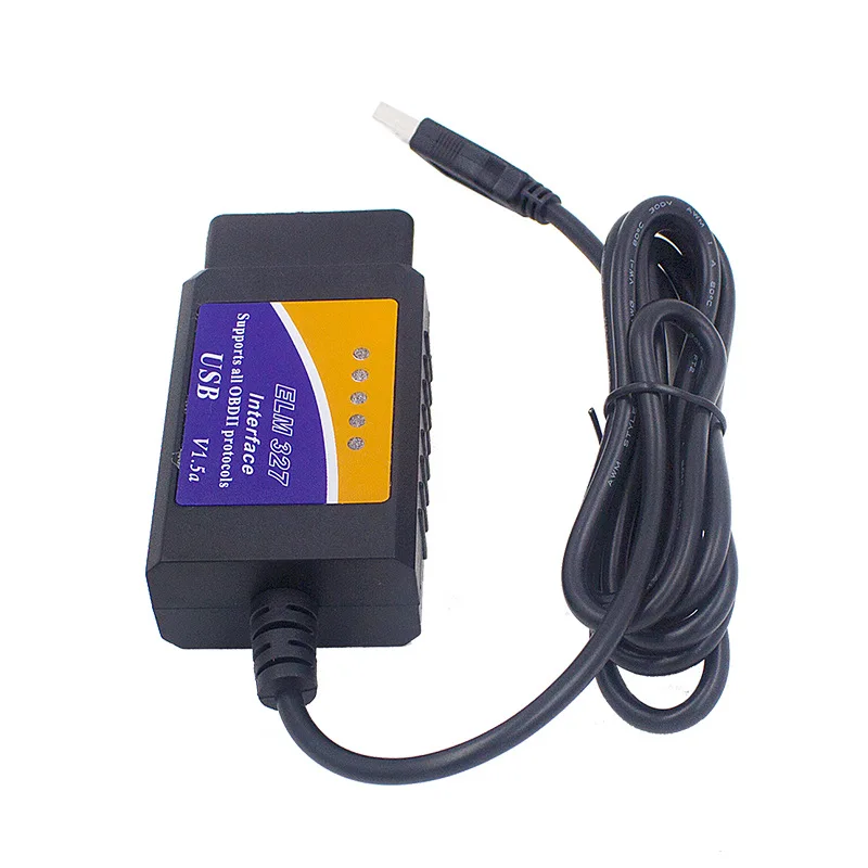 USB ELM327 V1.5 OBD2 코드 스캐너, ELM 327 USB V1.5 진단 케이블, ELM-327 USB V1.5 지지대 OBD2 프로토콜