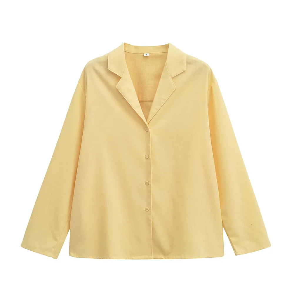 الربيع والخريف نمط أزياء المرأة الجديدة قميص كتان فضفاض وشورت غير رسمي منتصف الخصر