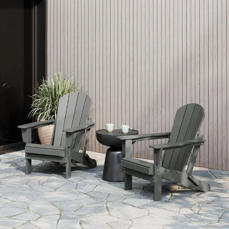 hh-Durable Fade-Resistant Adirondack Chair, Outdoor Patio Lounge Chair for Backyard, Garden,  Easy Maintenance Adirondack Chair^