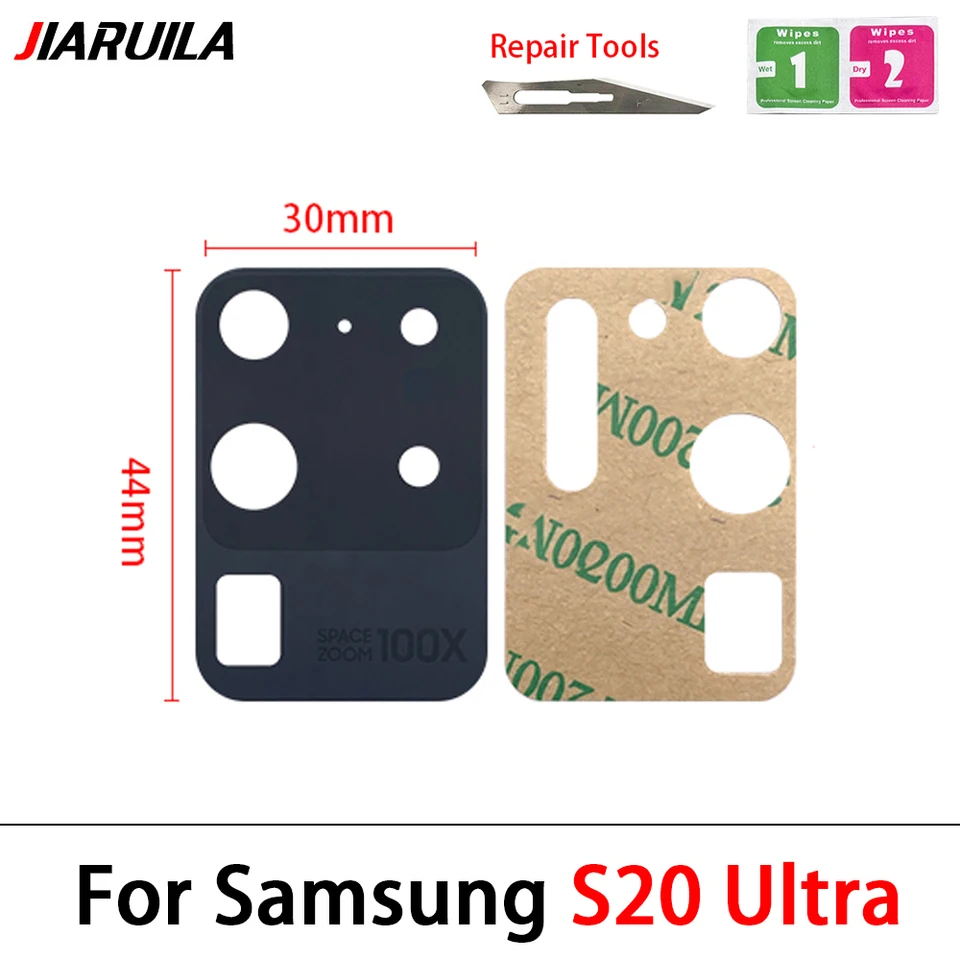 Cámara de vidrio para Samsung S9 S10e S10 5G S20 S21 Plus Ultra Note 8 9 10 Lite Lente de cámara trasera con pegamento y herramienta de reparación 5