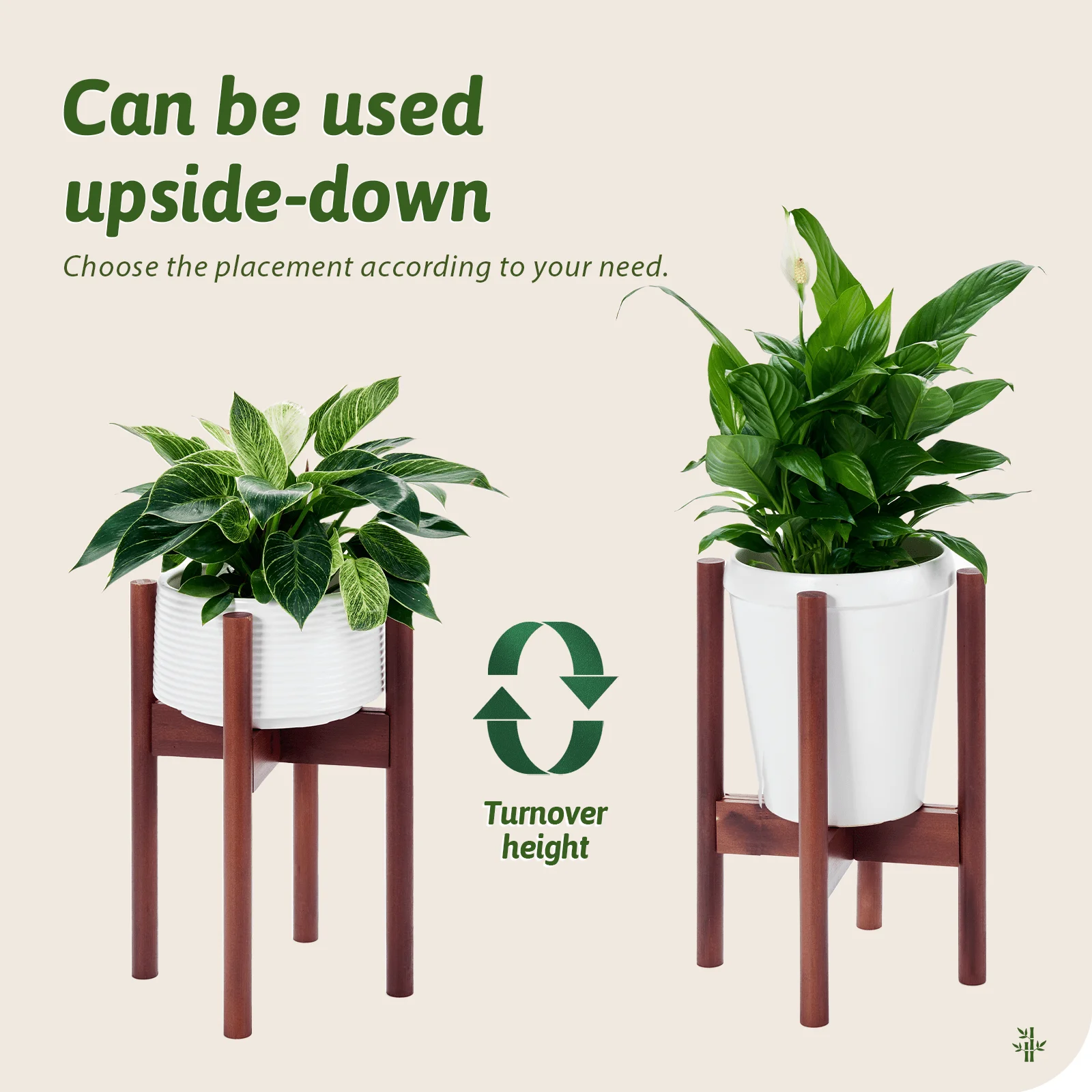 Bamboo Plant Stand Fits 8 9 10 11 12 Inches Plant Stand Indoor Small Planter Holder For Indoor Plants, Single Floor Plant Stands