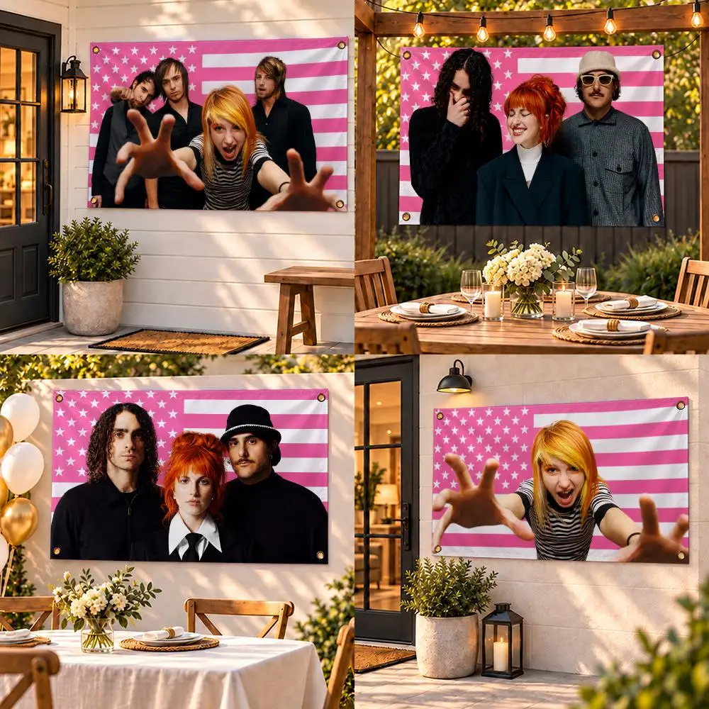 P-Paramore Flags Custom Wall Hanging Background Art Banner for Bedroom Home Living Room Outdoor Decor