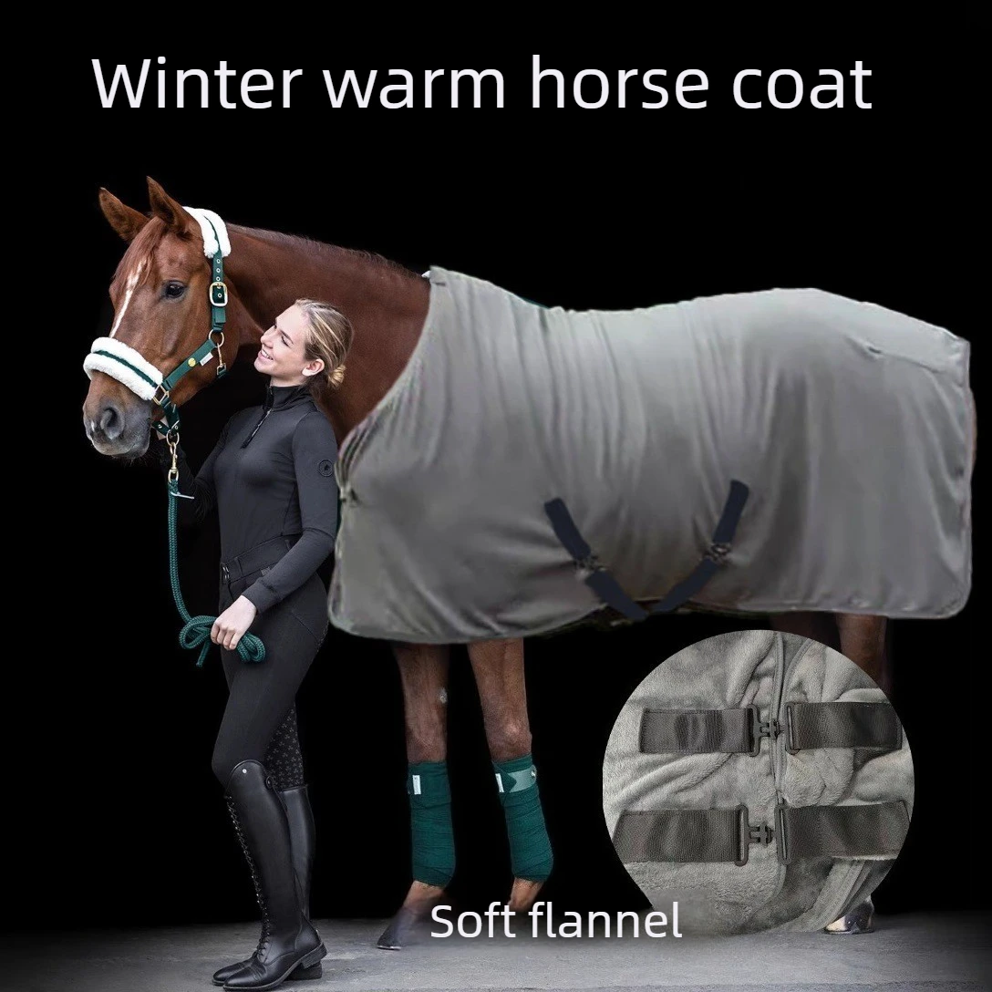 Winter Warm Fleece Horse Rug Single Layer Horse Blanket Vest Equestrian Equipment for Medium Large Horses
