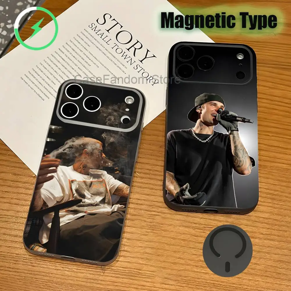 

Singer USA J-Justin Bieber Shockproof Transparent gray Phone Case For iPhone 17,16,15,14,13,12,11,Pro,Max,Plus,Magnetic Charging