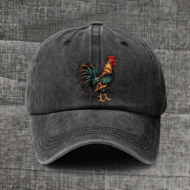 Rooster-Print-Baseball-Cap-Adjustable-Unisex-Cotton-Washed-Denim-Cap-for-Everyday-Outdoor-Wear