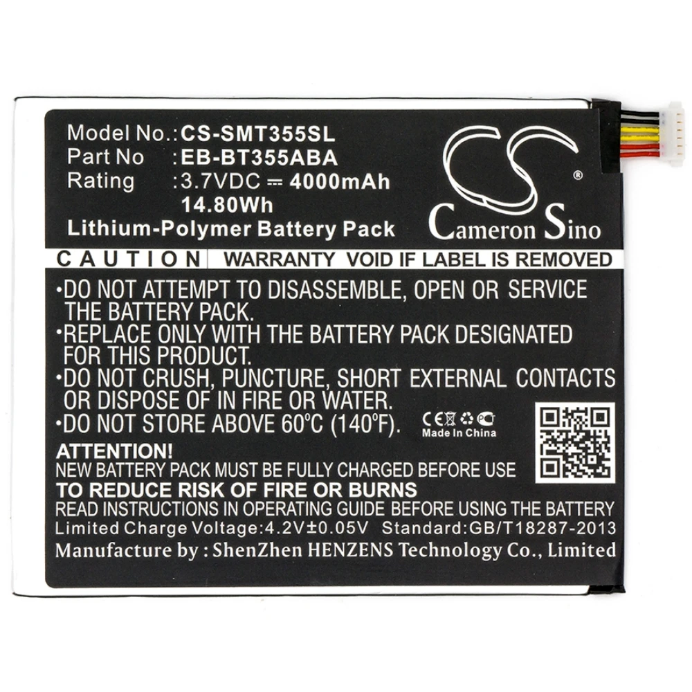 

Li-Polymer Tablet Battery for Samsung, 3.7V, 4000mAh, Compatible Models: SM-T355, Galaxy Tab A 8.0 Wi-Fi, SM-T357T