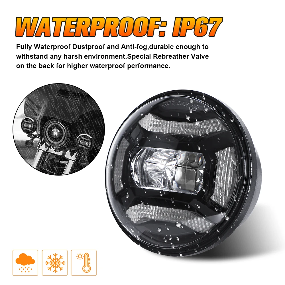 Newest 4.5 Inch Motorcycle Led Foglight for Harles Davidsons Electra Glide Softail Fat Boy Touring Plug&Play DRL Front Fog Lamp