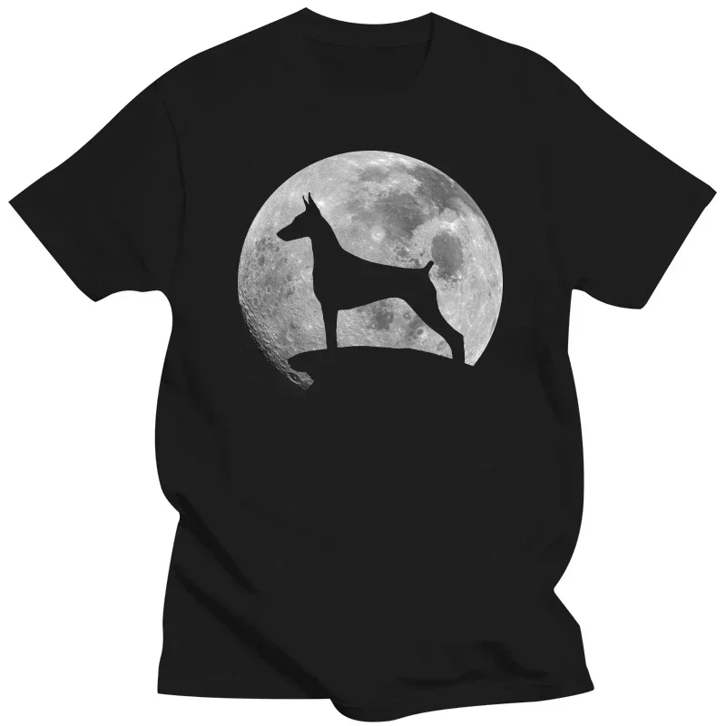 Men cotton New Short Sleeve Doberman Pinscher And Moon T-shirt Cotton T-Shirts men cotton t-shirts 4XL 5XL