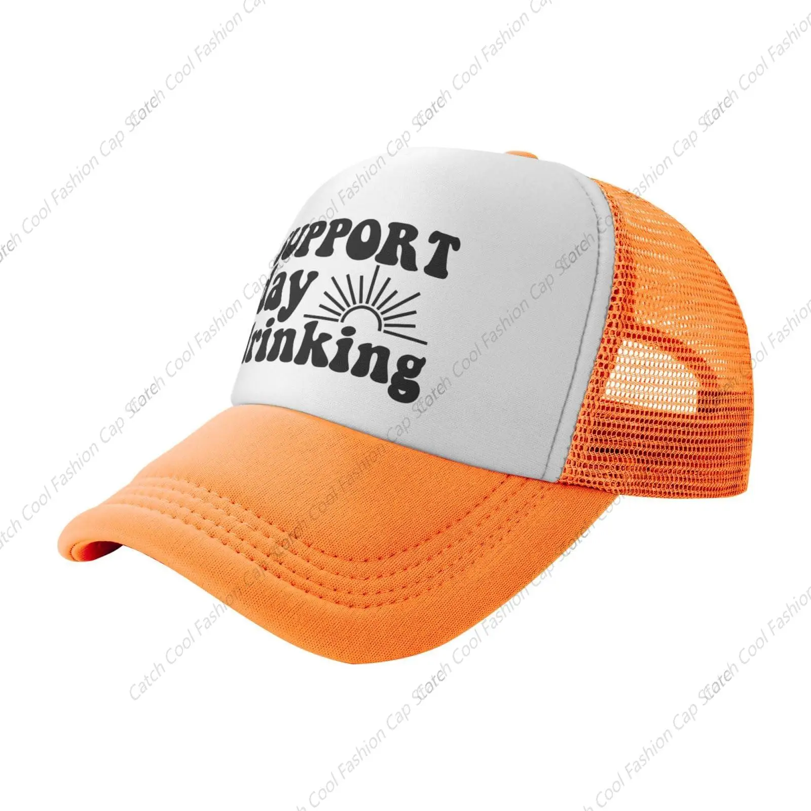 

I Support Drinking During The Day Men Women Adjustable Washed Baseball Cap Mesh Trucker Hat Sports Fishing Travel Unisex