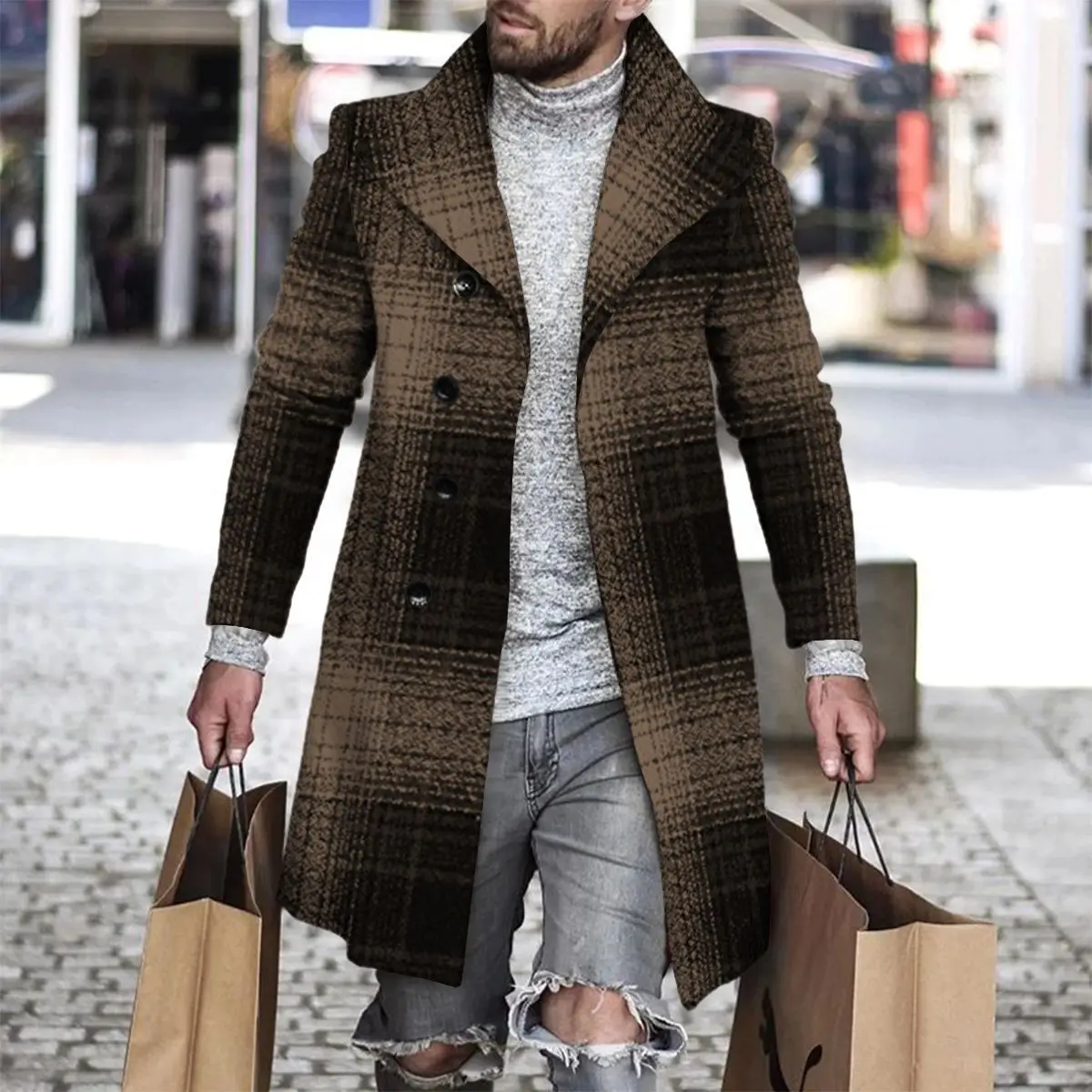 

2025 Long Coat Men Mens Wool Jacket Autumn Men's Clothing Overcoat Men's Woollen Trench Coat Winter Warm Overcoat Male Peacoat