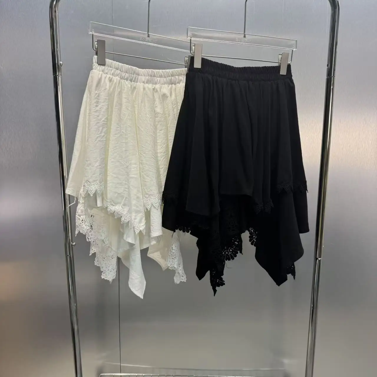 

Spring Summer 2026 New Style Lace Asymmetrical Hem Elastic Waist Drifting Girl Half Skirt Fashionable Loose Fit Cotton Blend