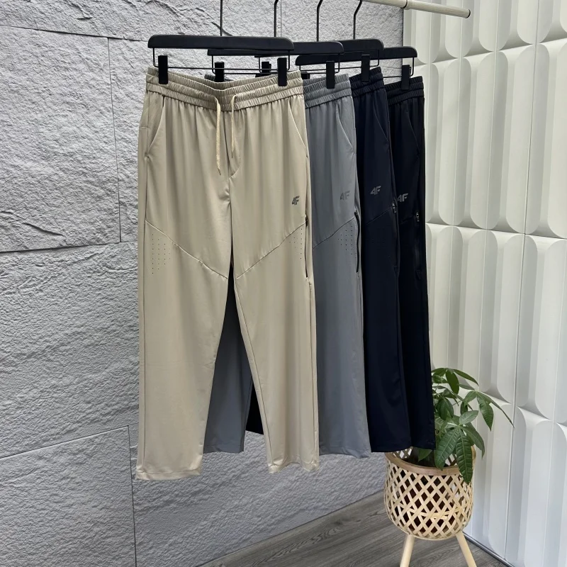 

Summer Thin Ice Silk Qui Dry Sed ket Casual Pants Built in Breathable Hole Men Comfortable Elastic Straight Leg Long ...