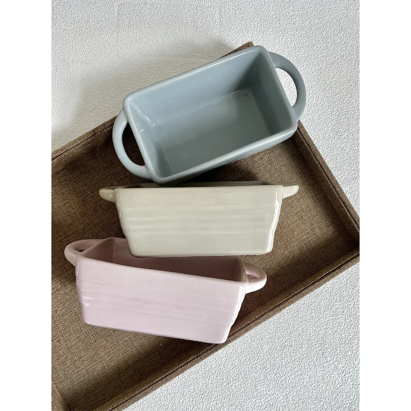 Ceramic Bowl European Style Solid Color Rectangle Hotel Restaurant Homehold Dinnerware Dessert Cheese Cake Baking Bowls