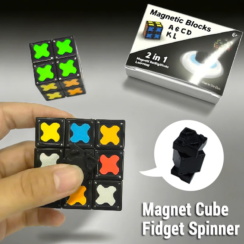 2x2 Magnet Cube Fidget Toys Spinner Infinity Cube Transformable Blocks STEAM Toys Creative Birthday Gifts For Kids/Teen/Adult