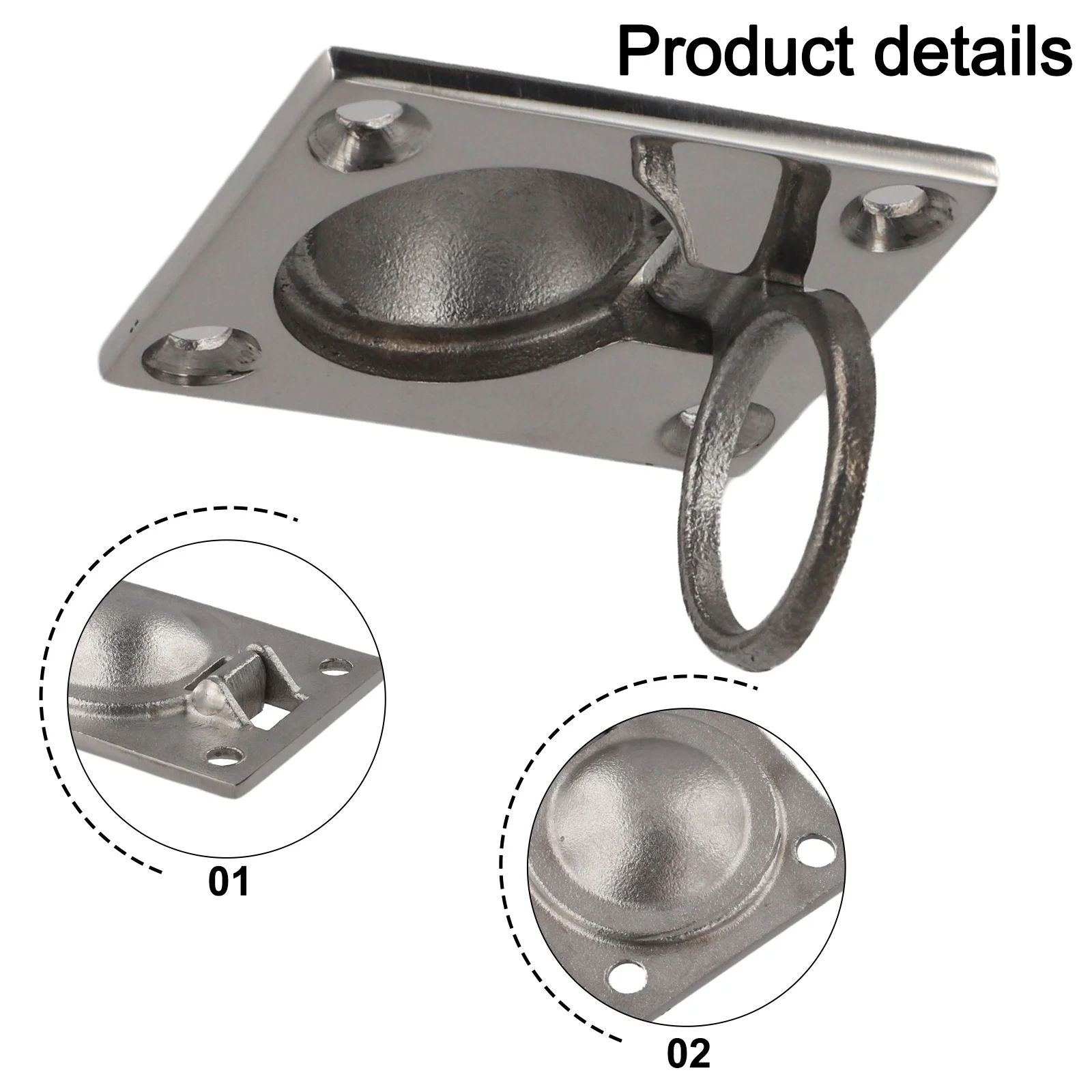 48*38mm Boat Lifting Ring Pull Easy Install Boat Handle 316 Stainless Steel Construction Easy Installation Design