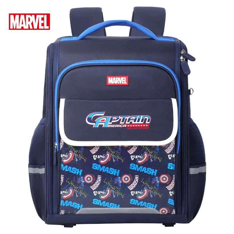 Marvel menino saco de escola grau 1-3 estudante primário ombro mochila ortopédica homem aranha capitão américa luz crianças presentes mochila