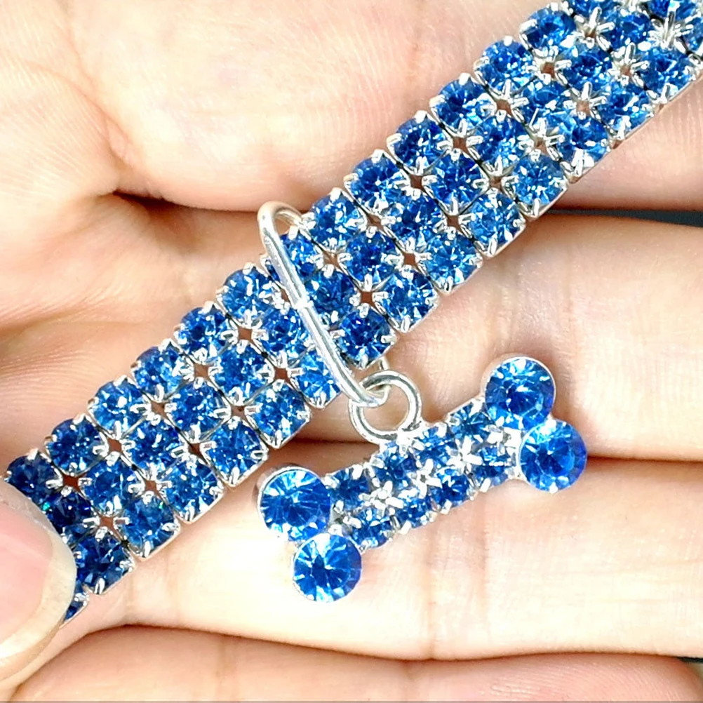 

Rhinestone Dog Collar Cat Necklace Adjustable Pet Supplies Small Chains Bright Color Bone Shape Pendant Comfortable Daily Wear