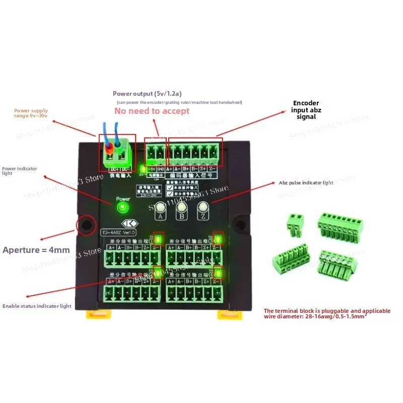 Encoder Pulse Signal Distribution Module 1 Channel ABZ To 2 Channels TTL/EIA422/423 Differential Signal Board