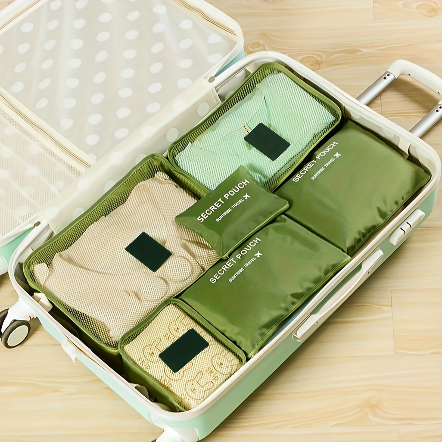 6 Pcs Travel  Bag Sets, Solid Color Packaging Cubes, Versatile Dustproof Travel Luggage Bags