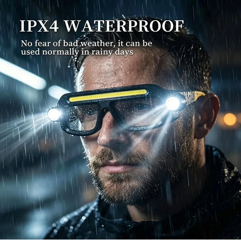 LED Headlamp Glasses: Dual-lamp design, rechargeable, ideal for outdoor lighting during fishing, running, camping, hiking, and r