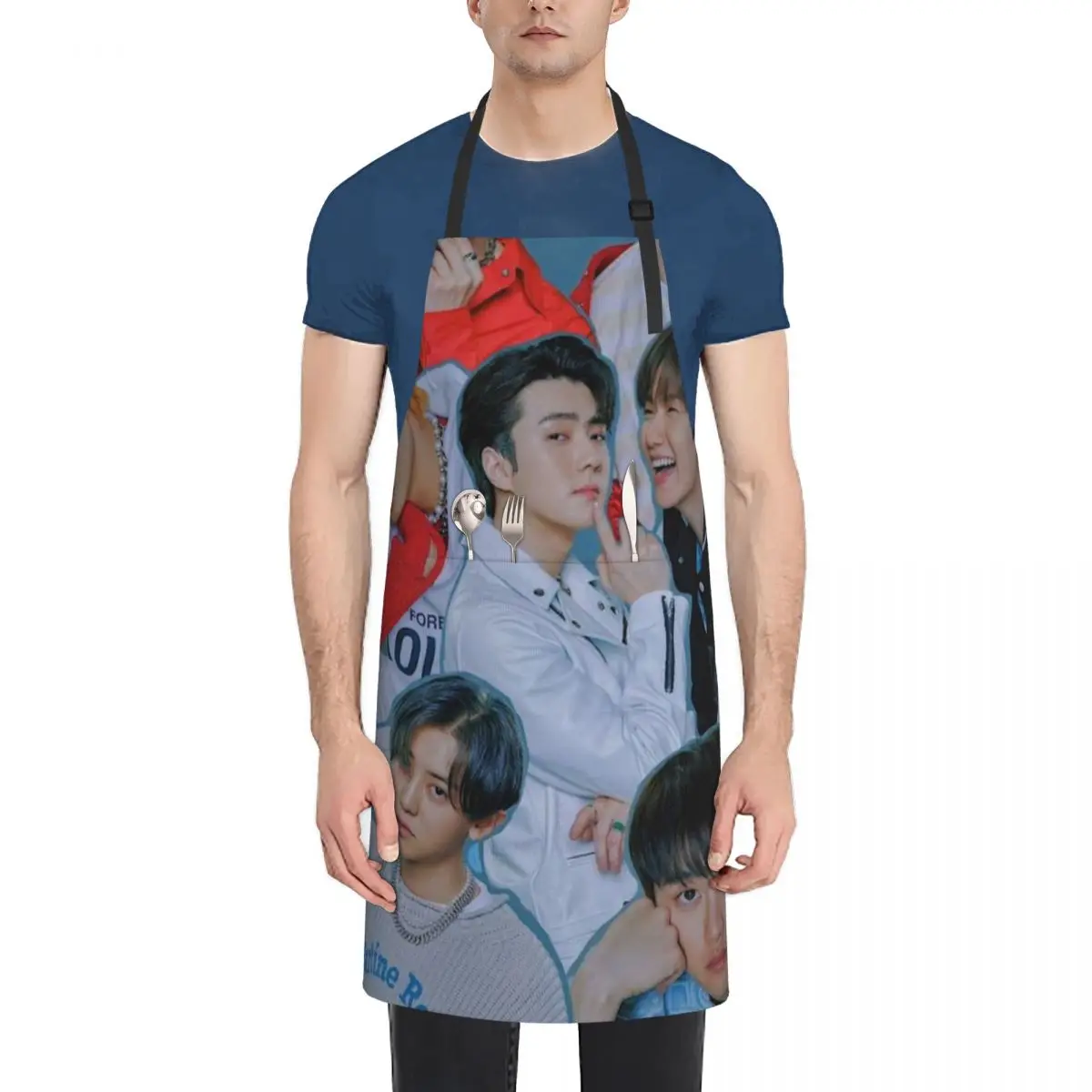 

E-X-O- CONES Waterproof Kitchen Apron Woman's Cooking Men Chef Waiter Cafe Shop Barbecue Barber Kitchen Accessories