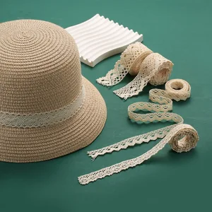 Fita De Guarnição De Renda De Algodão, Guarnição De Costura Bege, Tecido De Renda De Crochê, Artesanato De Festa De Casamento DIY, Decoração De Presente De Natal, 5 m 8 principais vendas tira bordado algodão - №8