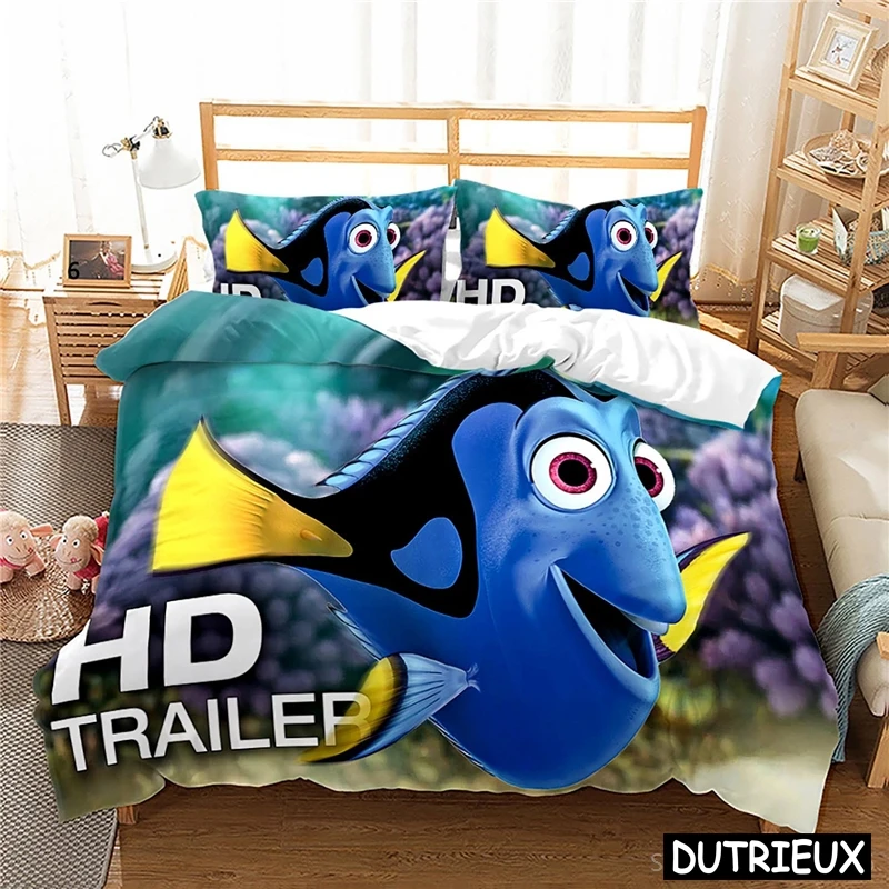 Finding Nemo Disney Cartoon 3D Bedding Set Beautiful Coral Marine Fish Print Duvet Cover Set Home Textile For Kids Adult Bedroom