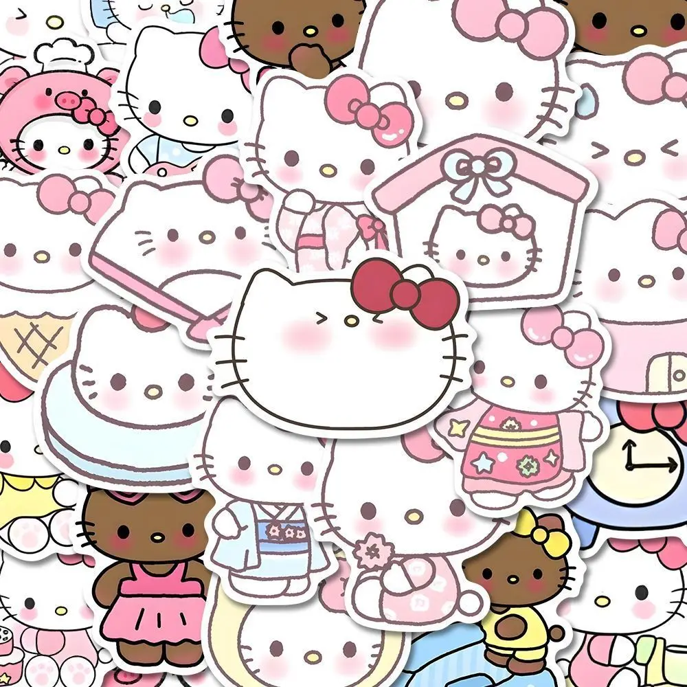 100Pcs/Set Sanrio Hello Kitty Series High Quality Stickers Kawaii Cartoon Decoration DIY Hand Account Diary Cute Stickers